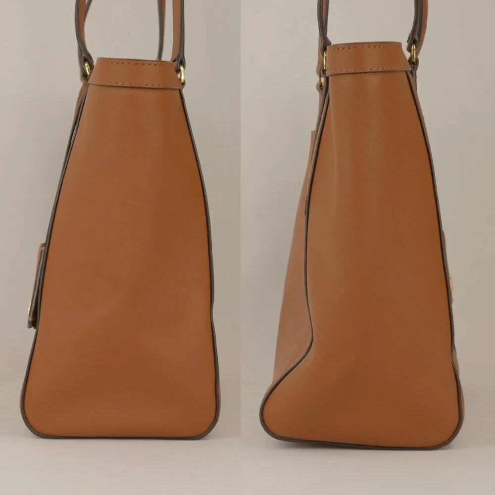 Lauren Ralph Lauren Clare Cross Hatch Leather Slim Tote, Brown